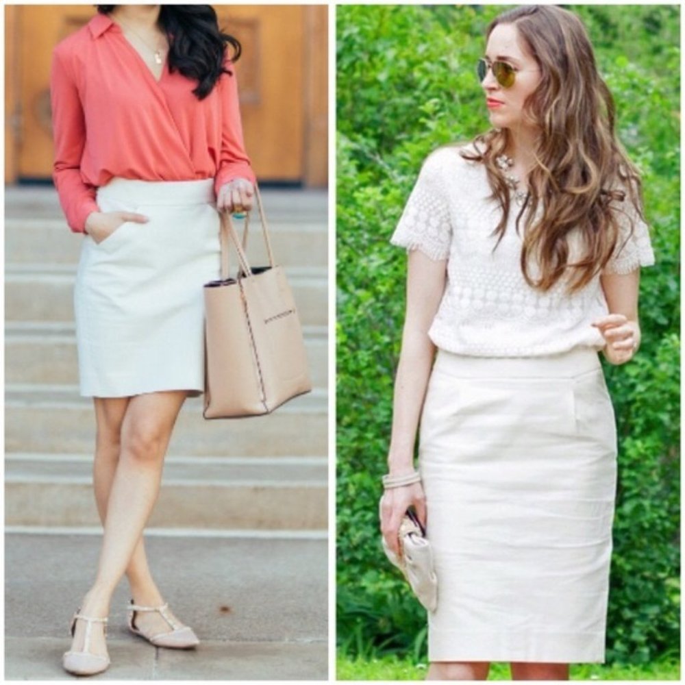 🤍J. Crew Cream Pencil Skirt